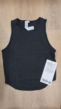lululemon Soft Sueded Crewneck Cropped Tank - Black (Size 4)
